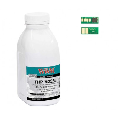 Тонер+чіп WWM для HP LJ Pro M252 / Canon 045 пляшка 45г Black 045-CF400A-201Bk
