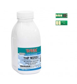 Тонер+чип WWM для HP LJ Pro M252 / Canon 045 бутль 45г Cyan 045-CF401A-201C
