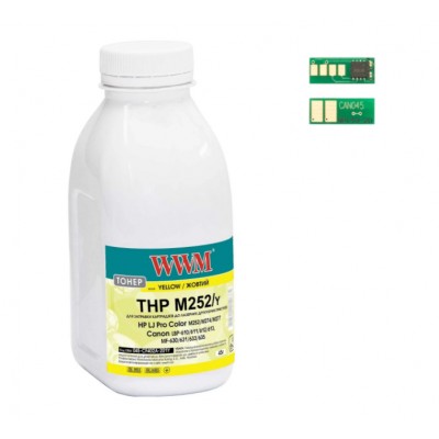 Тонер+чіп WWM для HP LJ Pro M252 / Canon 045 пляшка 45г Yellow 045-CF402A-201Y