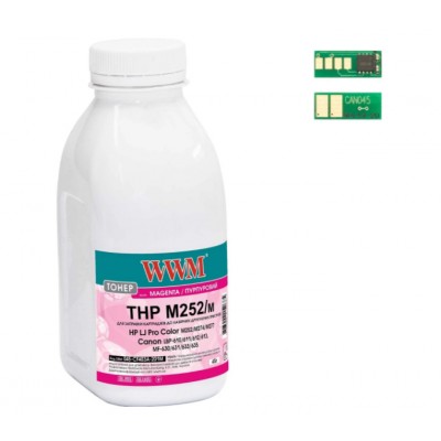 Тонер+чіп WWM для HP LJ Pro M252 / Canon 045 пляшка 45г Magenta 045-CF403A-201M