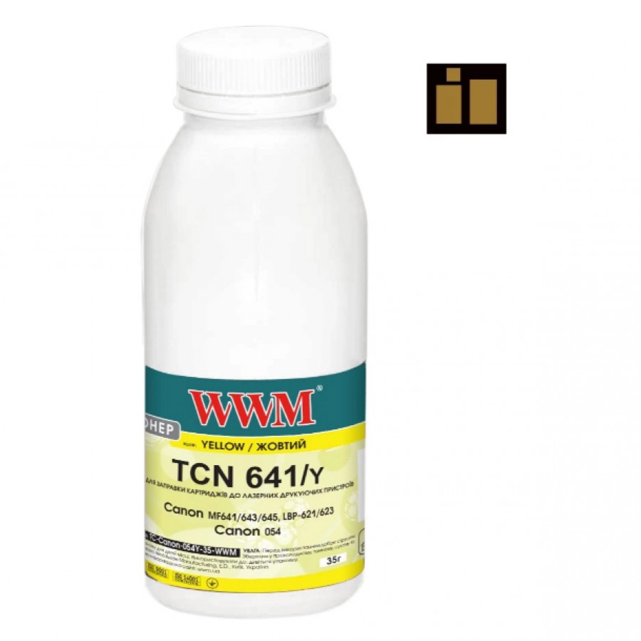 Тонер+чіп WWM для Canon MF641 / MF643 / MF645 / LBP621 / LBP623 пляшка 35г Yellow TC-Canon-054Y-35-WWM з швидкою доставкою