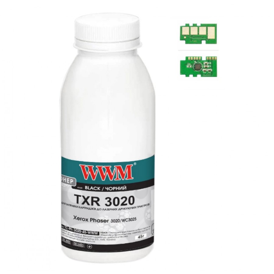 Тонер+чіп WWM для Xerox для Phaser 3020 / WC3025 пляшка 45г Black TC-Ph-3020-45-WWM з швидкою доставкою