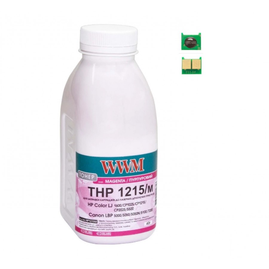 Тонер+чип WWM для HP CLJ CP1215 / CP1515 / CM1312 бутль 40г Magenta TC1215M с быстрой доставкой