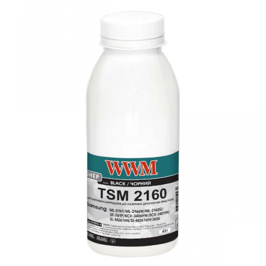 Тонер WWM для Samsung ML2160 / ML2165 / SCX3400 бутль 45г Black D101S-1 с быстрой доставкой