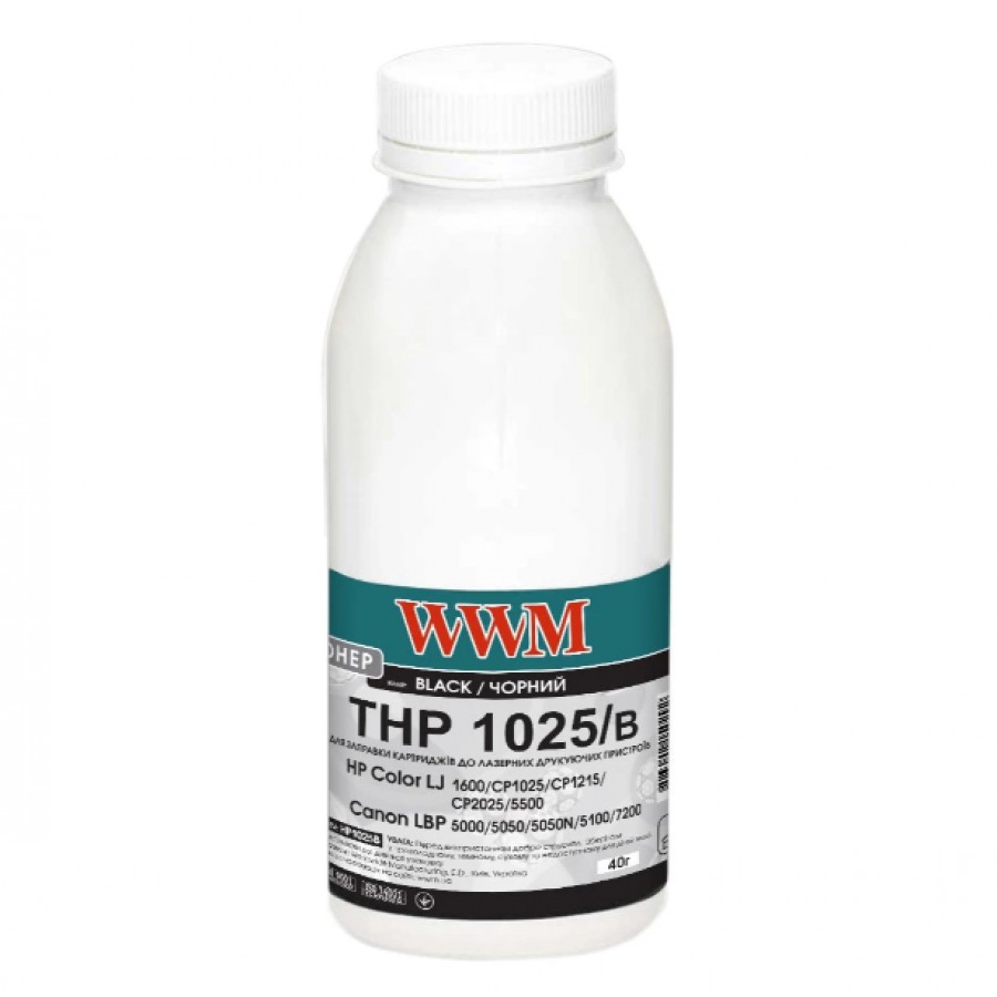 Тонер WWM для HP CLJ CP1025 / Canon LBP 5050 / 7100 бутль 40г Black HP1025B с быстрой доставкой