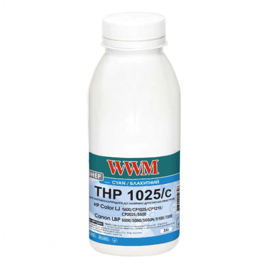 Тонер WWM для HP CLJ CP1025 / Canon LBP 5050 / 7100 бутль 35г Cyan HP1025C с быстрой доставкой