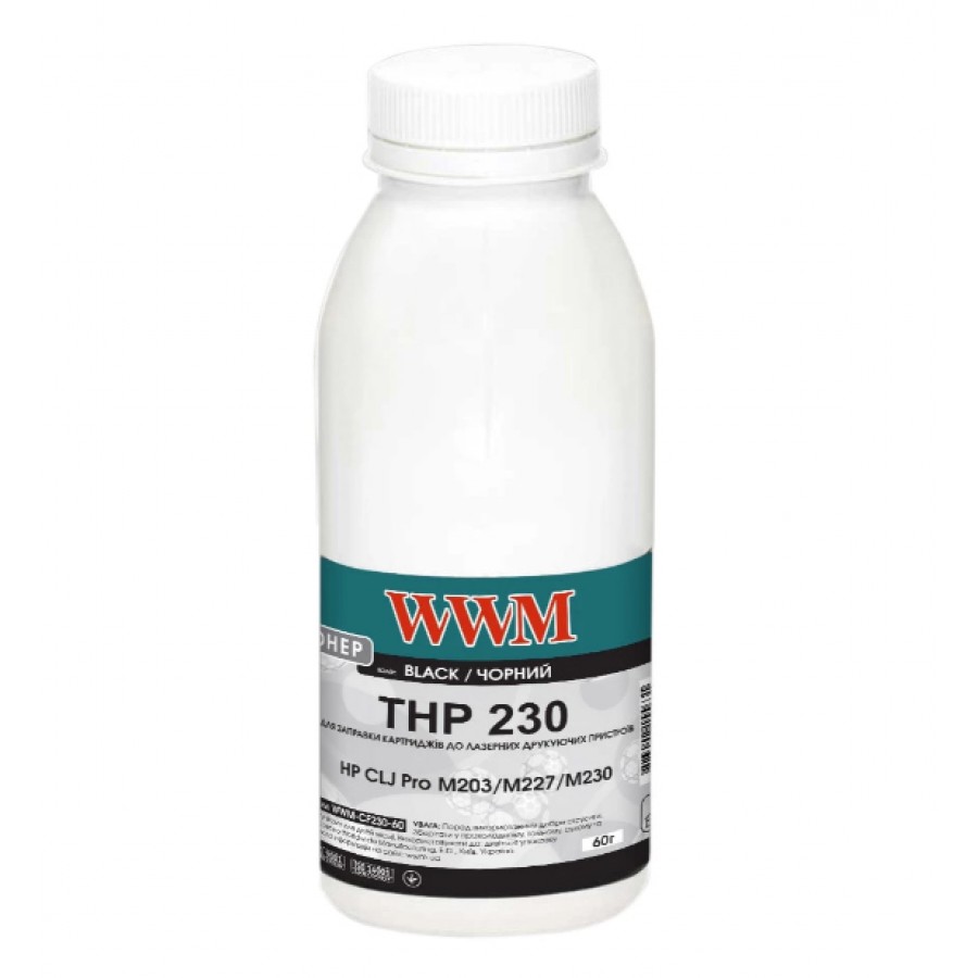 Тонер WWM для HP LJ Pro M203 / M227 / M230 бутль 60г Black WWM-CF230-60 с быстрой доставкой