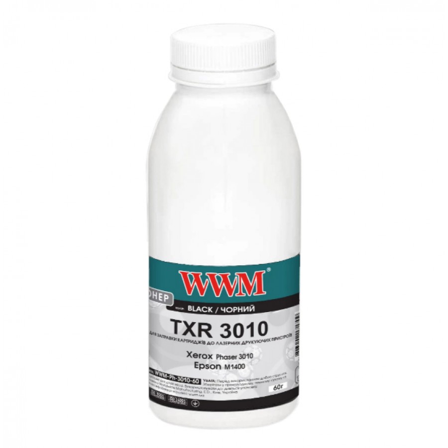Тонер WWM для Xerox Phaser 3010 / Epson M1400 бутль 60г Black WWM-Ph-3010-60 с быстрой доставкой
