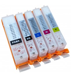 Перезаправляемые картриджи, ПЗК Printero с чипами 5 шт. для Canon PIXMA MG5740 / MG6840 / TS5040 / TS6040 / RC-470/5C