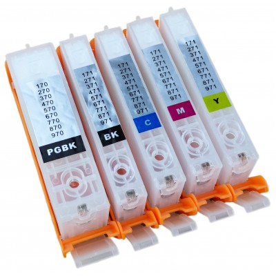 Перезаправляемые картриджи, ПЗК Printero с чипами 5 шт. для Canon PIXMA MG5740 / MG6840 / TS5040 / TS6040 / RC-470/5C Перезаправляемые картриджи, ПЗК Printero с чипами 5 шт. для Canon PIXMA MG5740 / MG6840 / TS5040 / TS6040 / RC-470/5C