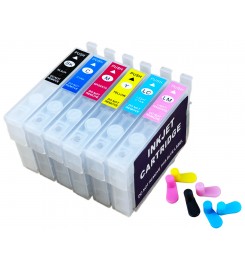 Перезаправляемые картриджи, ПЗК Printero с чипами 6шт. для Epson 1410 / R270 / R290 / RX590 / RX610 / TX650 / RE-T0811
