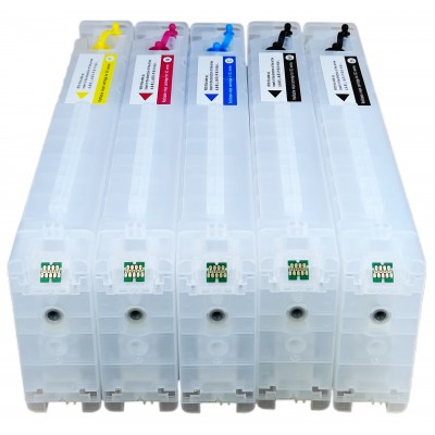 Перезаправляемые картриджи для плоттеров Epson Surecolor T3000 / T5000 / T7000 с одноразовыми чипами, 5шт. по 700мл Перезаправляемые картриджи для плоттеров Epson Surecolor T3000 / T5000 / T7000 с одноразовыми чипами, 5шт. по 700мл