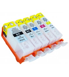 Перезаправляемые картриджи, ПЗК Printero с чипами 5 шт. для Canon PIXMA IP4700 / MP550 / MP640 / MX860 / RC-CLI521/5C