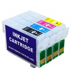 Перезаправляемые картриджи, ПЗК Printero с чипами 4 шт. для Epson STYLUS BX305 / S22 / SX125 / SX130 / SX230 / SX420W / RE-T1281