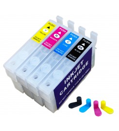 Перезаправляемые картриджи, ПЗК Printero с чипами 4 шт. для Epson STYLUS BX305 / S22 / SX125 / SX130 / SX230 / SX420W / RE-T1281