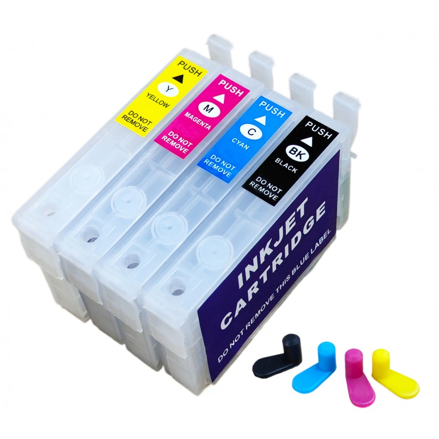 Перезаправляемые картриджи, ПЗК Printero с чипами 4 шт. для Epson STYLUS BX305 / S22 / SX125 / SX130 / SX230 / SX420W / RE-T1281 с быстрой доставкой